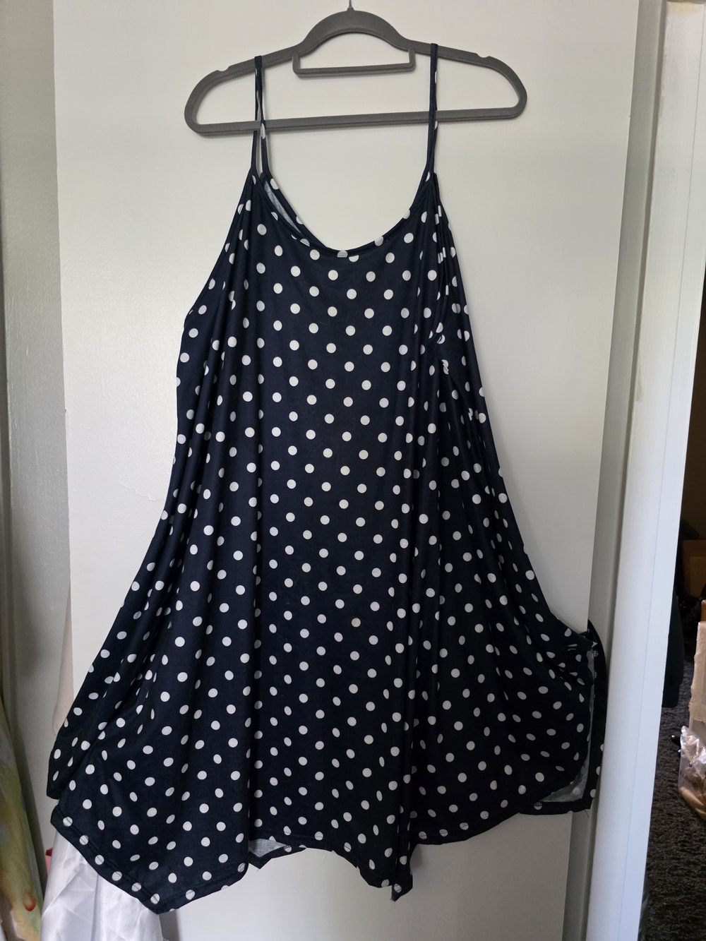 Navy Polka Dot Slip Dress